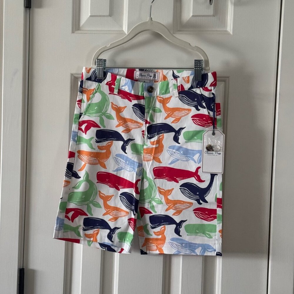 New Classic Prep Boys Hudson Short Whale Watch Print Size 8